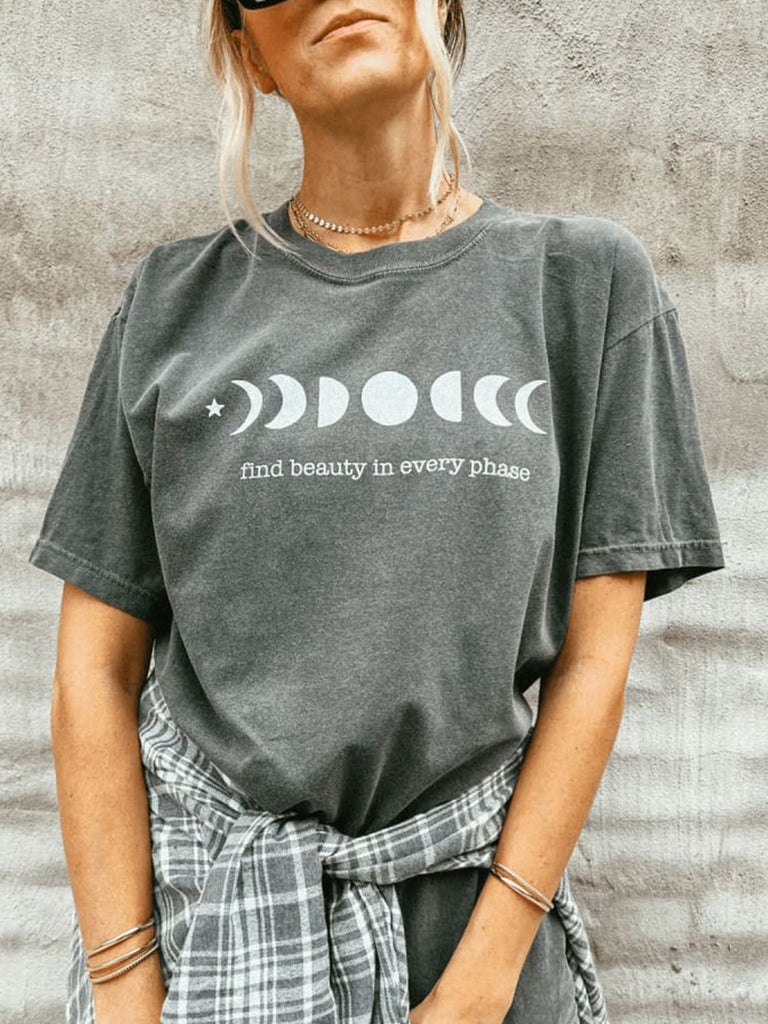 T-shirt graphique avec phases de la lune