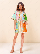 Carregar imagem no visualizador da galeria, Casual fashionable fun printed shirt cardigan short dress