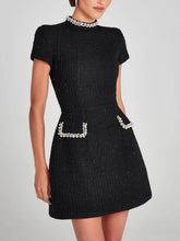 Charger l&#39;image dans la galerie, Exquisite And Playful Pearl Trim Pocket Mini Dress