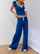 Laden Sie das Bild in den Galerie-Viewer, Spliced Languid Style Wide-Leg Pants Loungewear Set