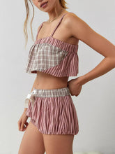 Laden Sie das Bild in den Galerie-Viewer, Camisole Striped Patchwork Vest Pajama Set