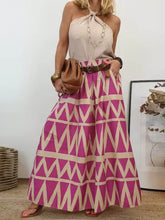 Carica l&#39;immagine nel visualizzatore di Gallery, Triangle Printed Back Waist Elasticated Pocket Maxi Skirt