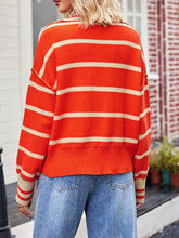 Laden Sie das Bild in den Galerie-Viewer, Patchwork Striped Lapel Sweater