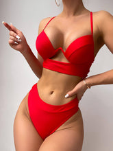 Indlæs billede til gallerivisning Solid Color Hollow Sexy Bikini Set