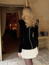 Load image into Gallery viewer, Velvet Pleated Colorblock Dress