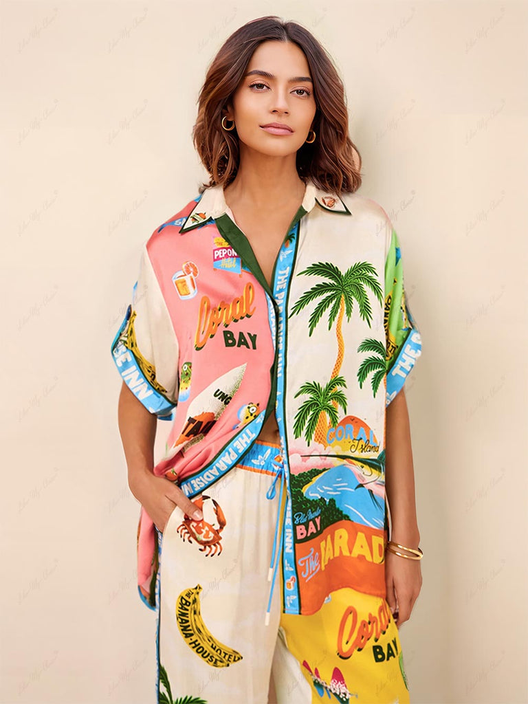 Sunny Beach Summer Style Printed Two Piece Set