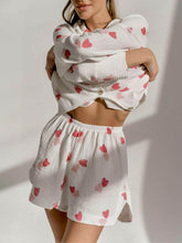 Lataa kuva Galleria-katseluun, Loose Heart-Shaped Printed Shorts Home Set