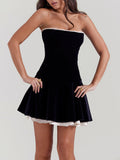 Black Velvet Strapless Dress