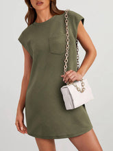 Load image into Gallery viewer, Cap Sleeve Crew Neck Casual Loose Basic Mini Dress