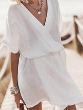 Indlæs billede til gallerivisning Breezy Leisure Pocketed Belt Kimono Mini Dress