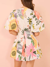 Load image into Gallery viewer, Floral Print Puff Sleeve Pocketed Mini Dress