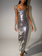 Load image into Gallery viewer, Sequin Cut Out Maxi Dress