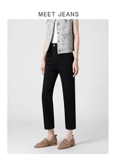 Laden Sie das Bild in den Galerie-Viewer, Black High-Waist Cigarette Jeans