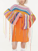 Load image into Gallery viewer, Rainbow Tassel Loose Sweater