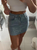 Stretchy Diamant¨¦ Denim Mini Skirt