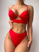 Indlæs billede til gallerivisning Solid Color Hollow Sexy Bikini Set