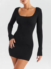 Load image into Gallery viewer, Black Ribbed Knit Mini Dress