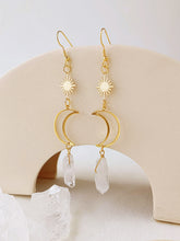 Load image into Gallery viewer, Boho Quartz Moon Earrings