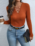 Stylish Women's Striped V-Neck Knit Top