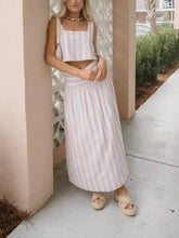 Load image into Gallery viewer, Pink And White Striped Skirt Set