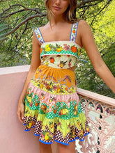 Load image into Gallery viewer, Summer MulticolorLemon Preated Hem Mini Dress