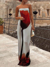 Load image into Gallery viewer, Vacation Abstract Tulip Print Slip H-Line Maxi Dress