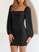 Load image into Gallery viewer, Mesh Pleated Long-Sleeve Mini Dress