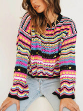 Carregar imagem no visualizador da galeria, Mid-Color Crew Neck Striped Sweater