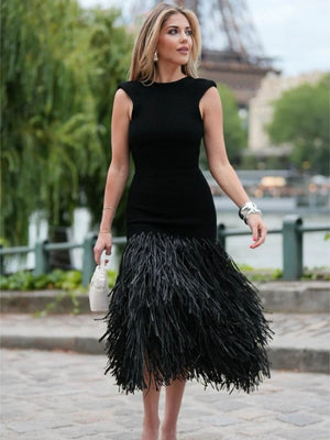 Mavis Backless Tassels Knit Midi Dress