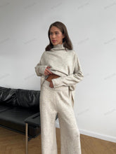 Načíst obrázek do prohlížeče Galerie, Turtleneck Split Sweater Loose Knit Pants Set