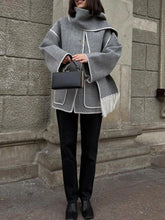 Indlæs billede til gallerivisning Draped Fringed Blend Jacket With Scarf