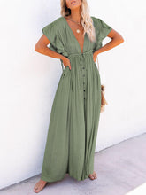 Carica l&#39;immagine nel visualizzatore di Gallery, Button Cotton Linen Perfect Beach Boho Maxi Dress