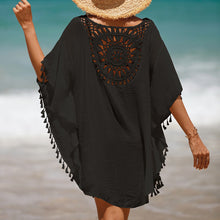 Load image into Gallery viewer, Hand Crochet Loose Fringe Sunflower Beach Blouse Cover Up