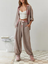 Load image into Gallery viewer, Pink Loose Splice Pajama Set