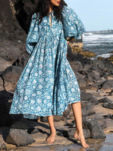 Load image into Gallery viewer, Floral Balloon Sleeve Midi Dress