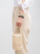 Load image into Gallery viewer, Hollowed-Out Wooden Bead Woven Bucket Bag