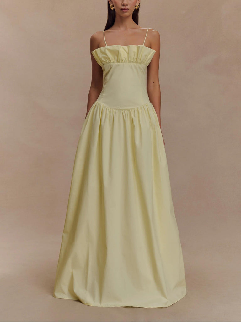 Cotton Frill Maxi Dress - Lemon