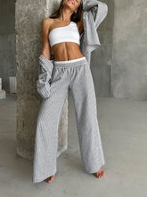 Carregar imagem no visualizador da galeria, Women&#39;s striped printed loungewear pajamas set