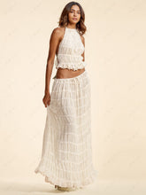 Laden Sie das Bild in den Galerie-Viewer, Charm Pleated Drawstring Waist Tiered Maxi Skirt