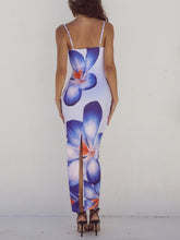 Load image into Gallery viewer, Unique Violet Floral Print Strap Midi Dress