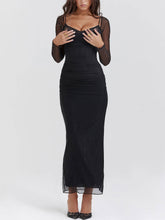 Lataa kuva Galleria-katseluun, Black Backless Bodycon Suspender Maxi Dress