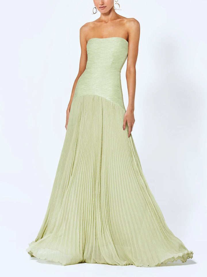 Elegant Wrap-Breasted Pleated Maxi Dress