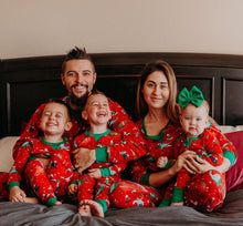 Charger l&#39;image dans la galerie, Ensembles de pyjamas assortis pour la famille avec motif de dinosaures rouges mignons