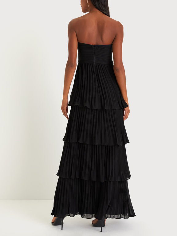 Delicate Ruched Off-The-Shoulder Tiered Maxi Dress