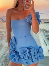 Indlæs billede til gallerivisning Ruffled flower bud waist dress one-shoulder tube top hip skirt