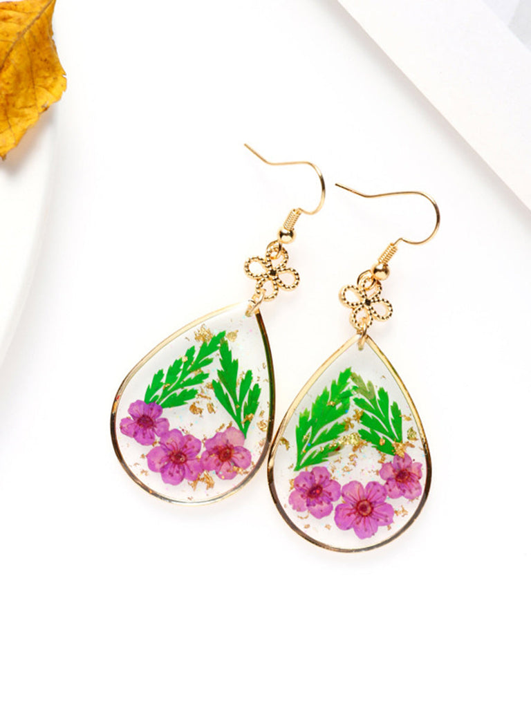 Forget-me-not Resin Gold Foil Earrings