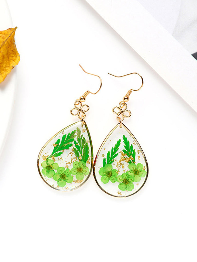 Forget-me-not Resin Gold Foil Earrings