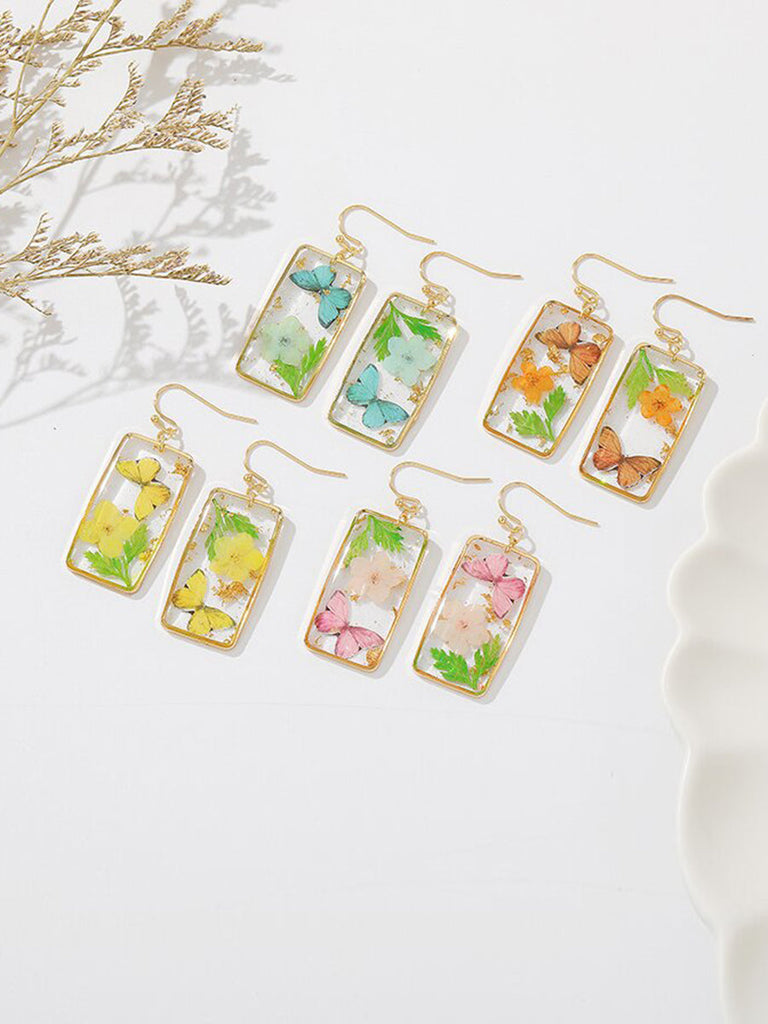 Butterfly Forget-Me-Not Rectangular Earrings