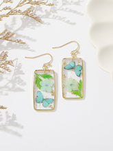 Carregar imagem no visualizador da galeria, Butterfly Forget-Me-Not Rectangular Earrings