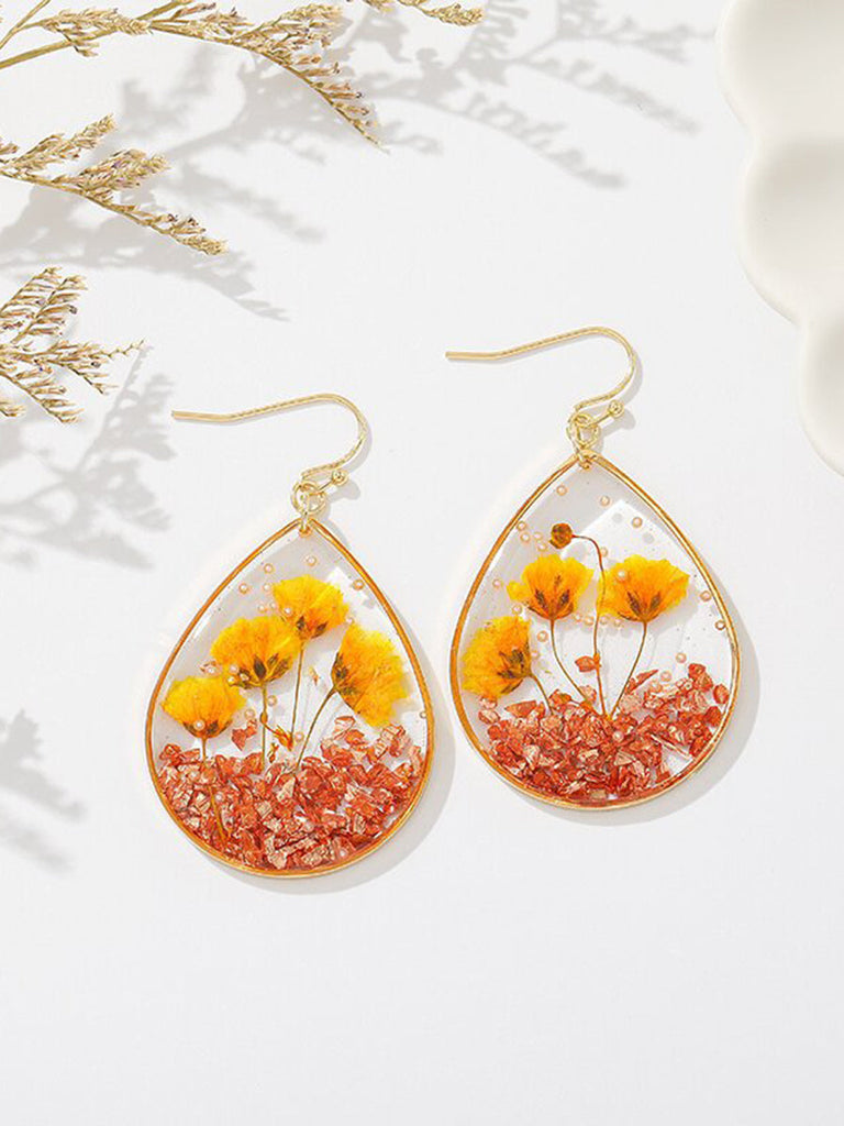 Handmade Mineral Begonia Flower Earrings